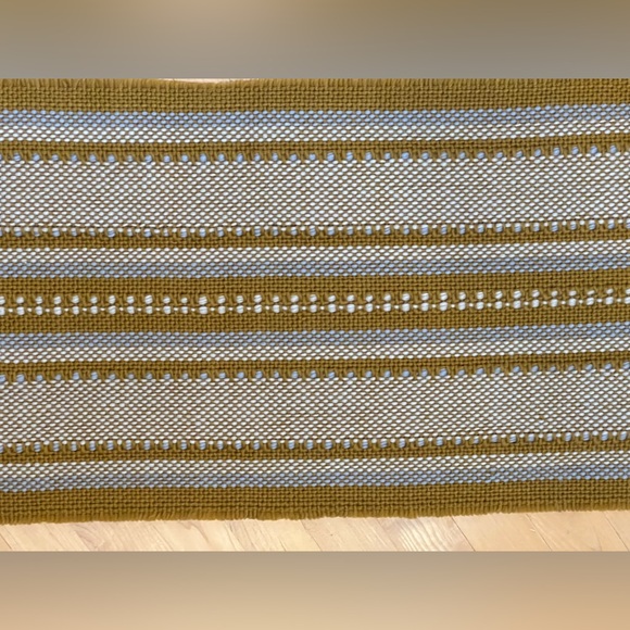 🌽 Chunky Weave Fringe Scarf |Goldenrod & Cream with Blue by Madewell - Picture 12 of 17